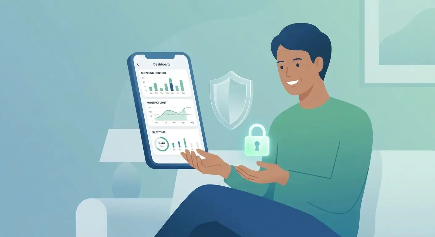 Mobile safety and responsible play illustration on Android