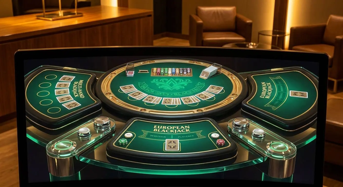 Example blackjack variants to explore for free Different blackjack table variants shown on one screen