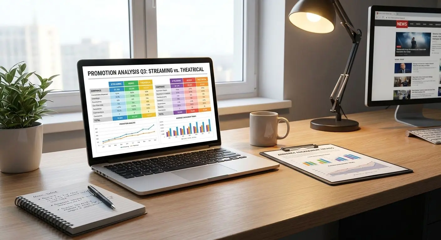 Expert analysis workspace with bonus comparison notes and laptop dashboard