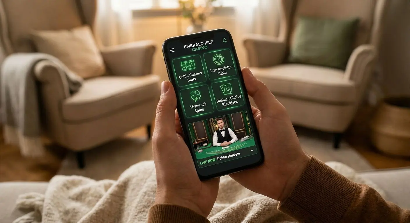 Mobile gaming interface on smartphone for Irish users