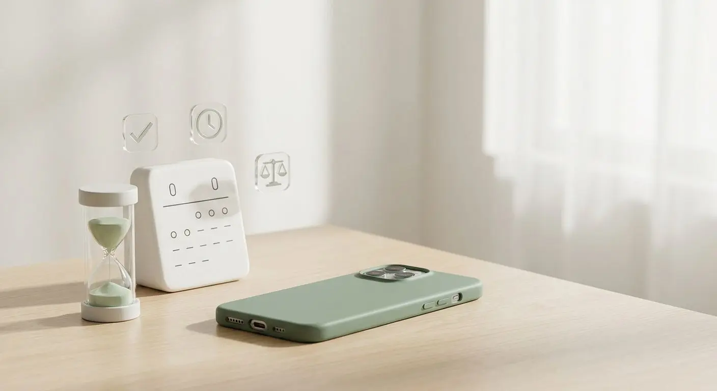 Smartphone with timer and checklist for responsible mobile play