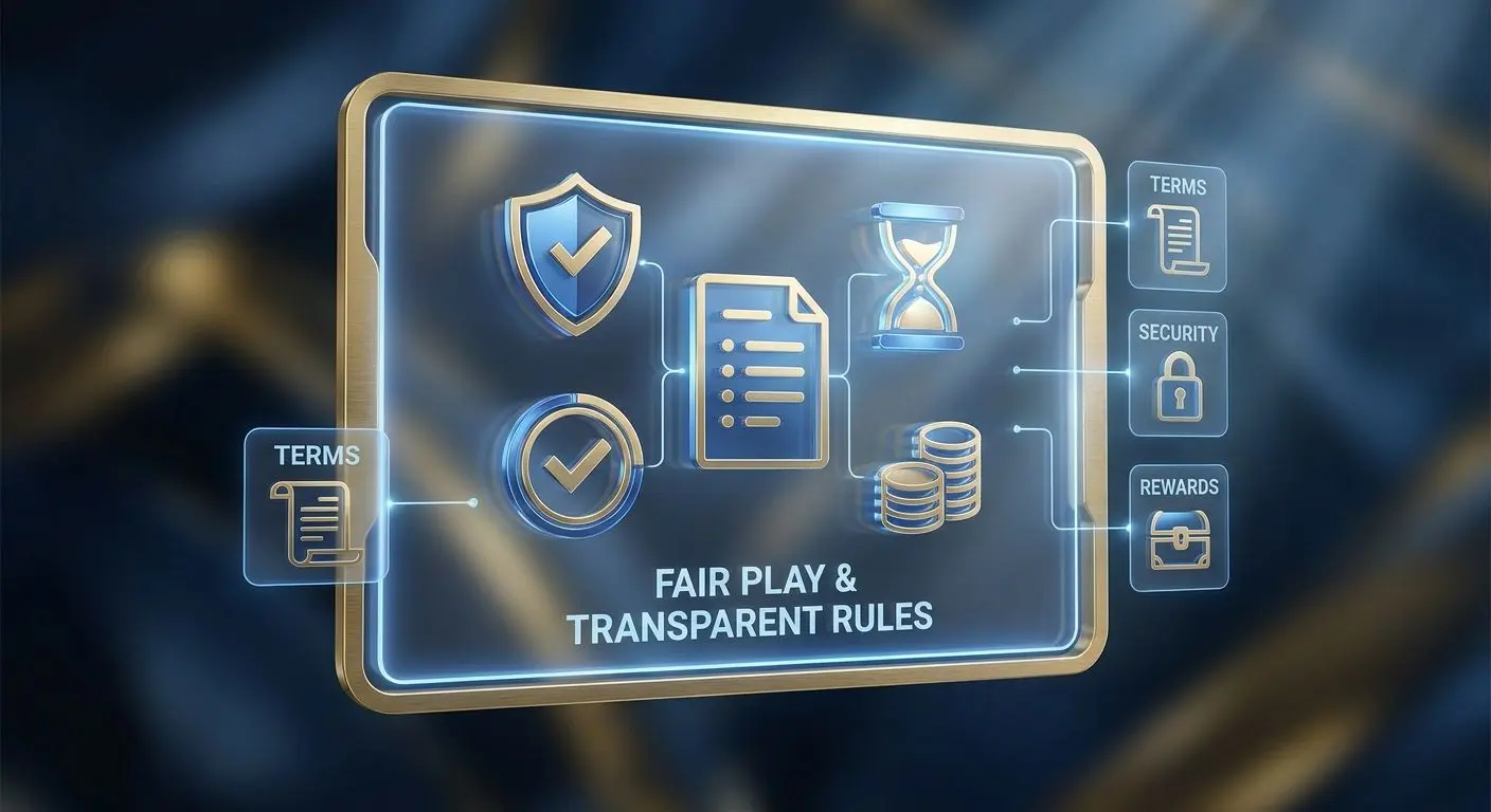 Clear rules for no deposit offers Transparent promo rules and fair play concept illustration