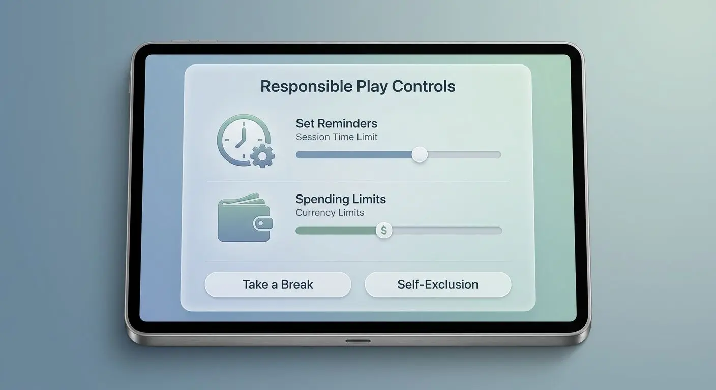 Interface showing limit settings and time reminders for safer play
