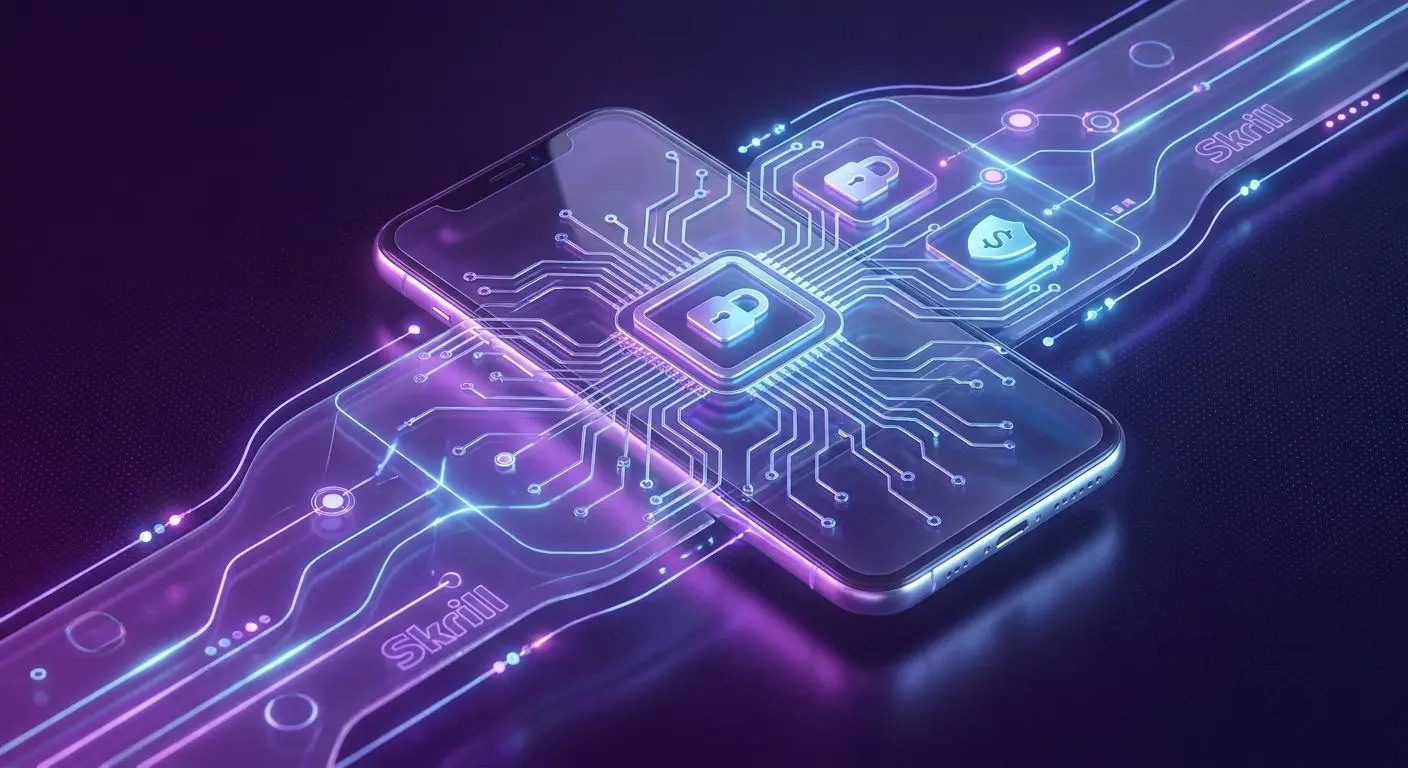 Digital wallet and online payment illustration for Skrill banking